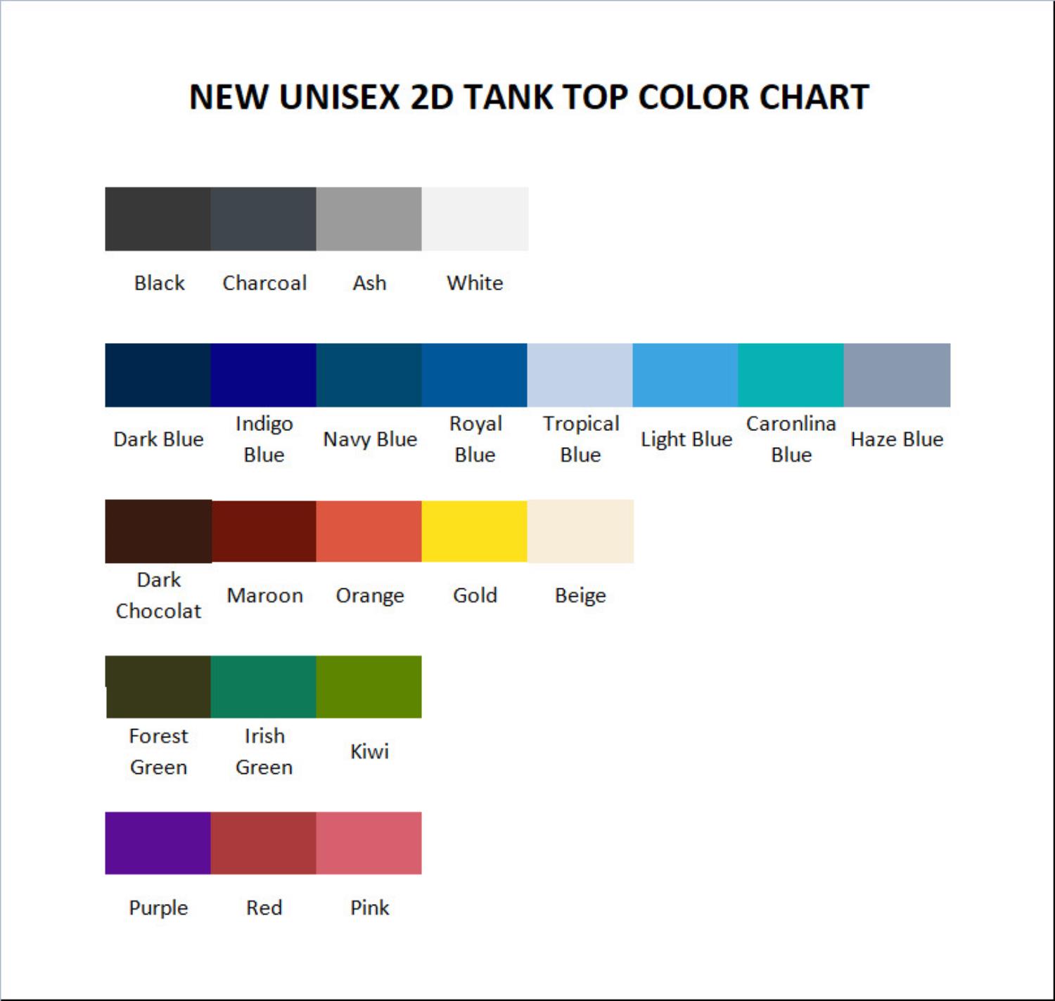 tank top color chart - My Hero Academia UK Store